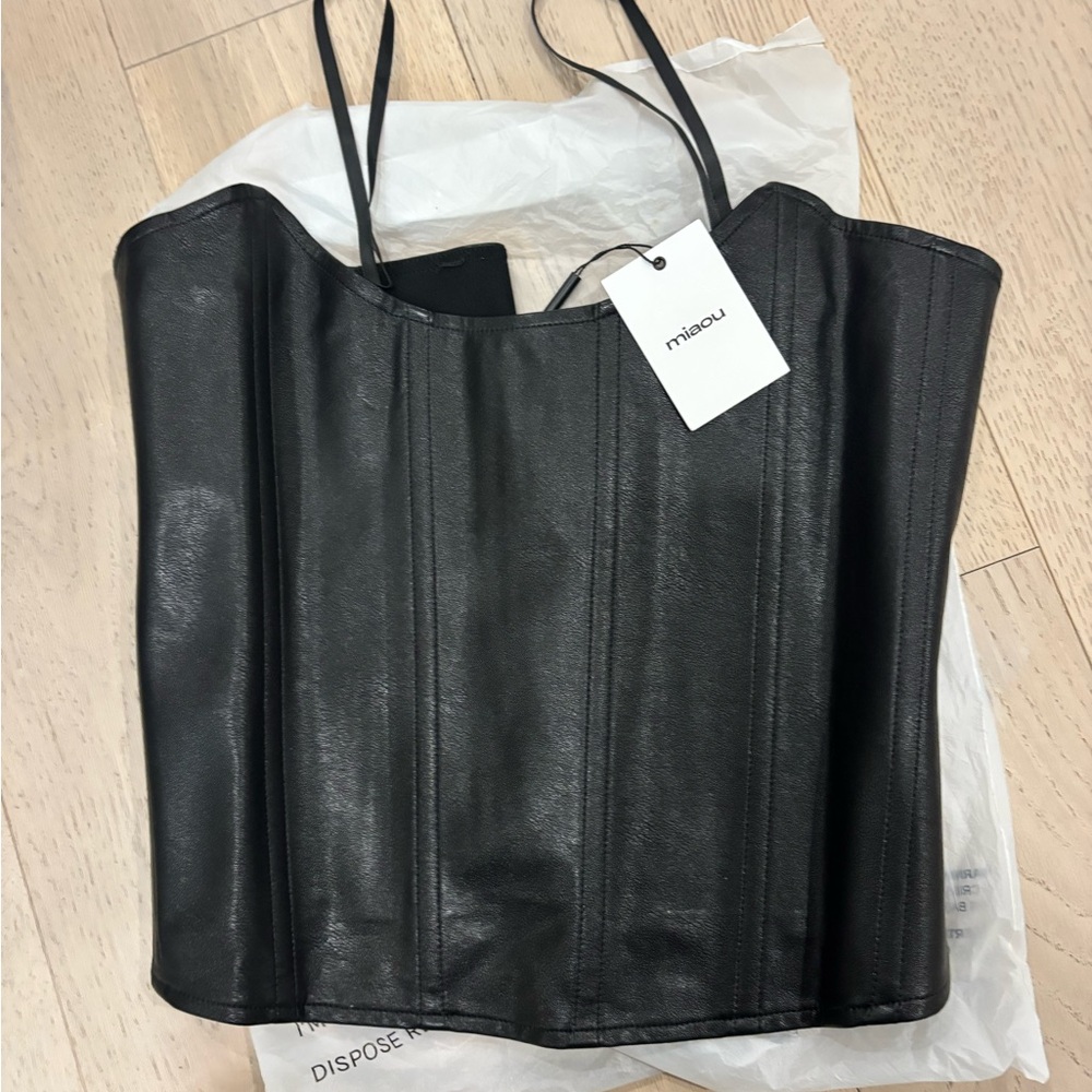 NWT- Miaou Black Faux Leather Corset- XL